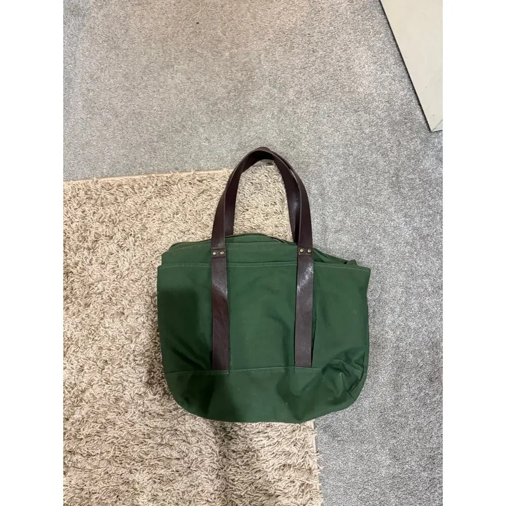 Hearth & Hand Magnolia Olive Green Canvas Tote Bag Striped Cottagecore Boho